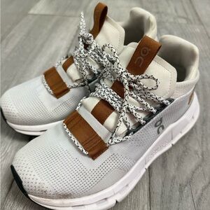 On Running Cloudnova White and Brown Sneakers